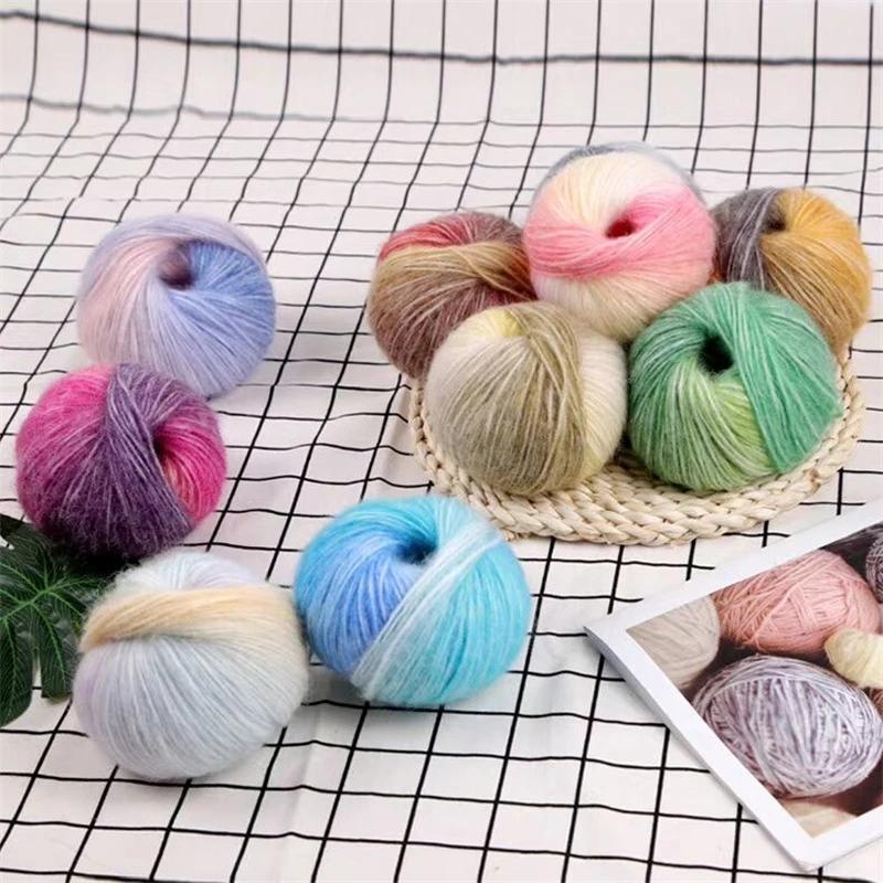 6pcs 300g/10.56oz Mohair Yarn Super Soft Extra Thick Knitting Crochet Wool Vibrant Yarn Bundle for Shawls Scarves Blankets Sweaters DIY Craft Supplies