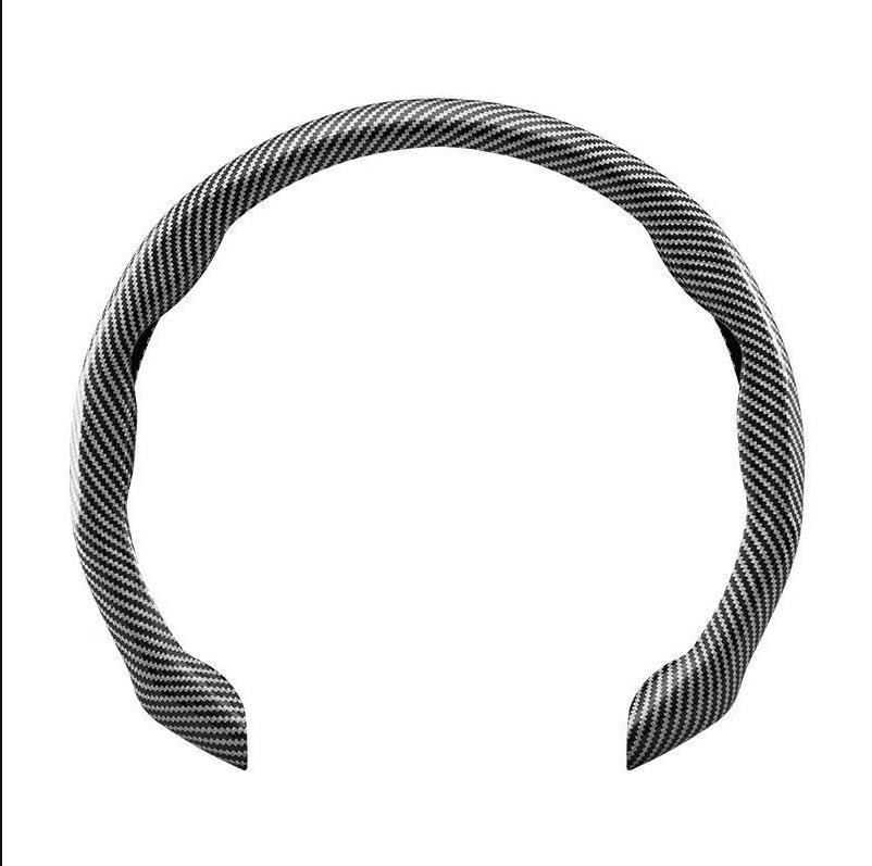 Carbon Fiber Pattern Anti-Slip Leather Steering Wheel Cover for Various Car Models