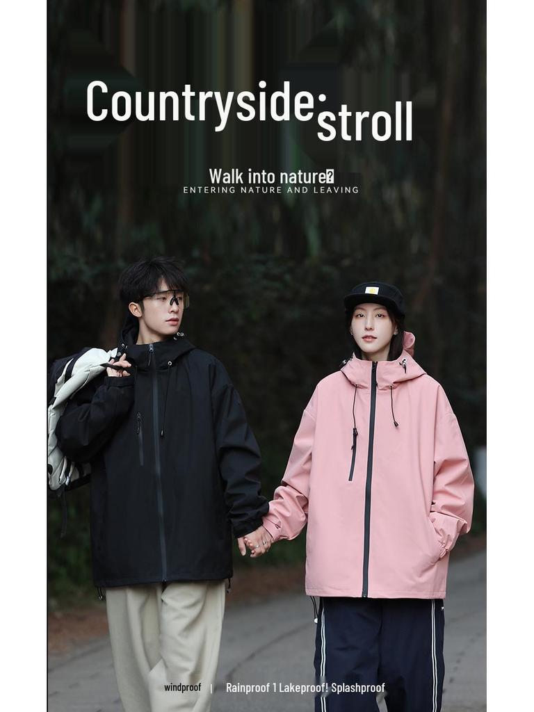 2024 Unisex Větruodolná Venkovní Skořepinová Bunda se Odnímatelnou Kapucí pro Jaro/Podzim