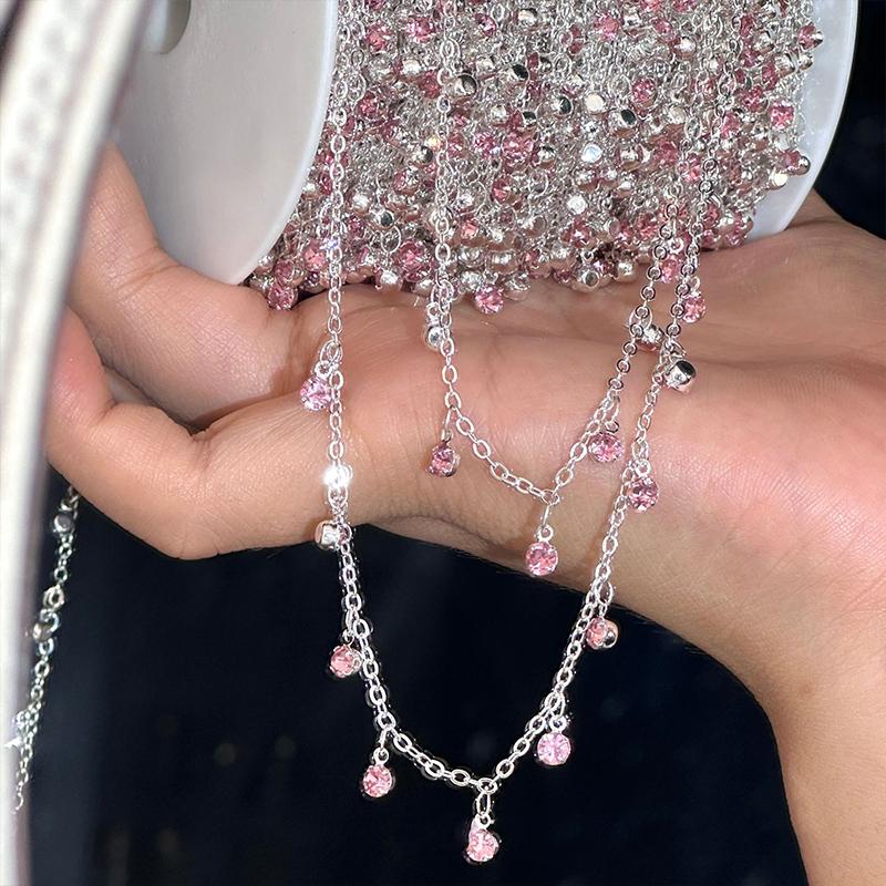 Catena Strass 10m Nappa Strass Bianco Blu Viola Rosa Rosso Catena Metallica Accessori Fai da Te Decorazione Abiti Borse Creazione Gioielli