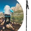 Outdoor Travel Four Section Straight Handled Trekking Pole Hiking Mountaineering Walking Stick(Black )