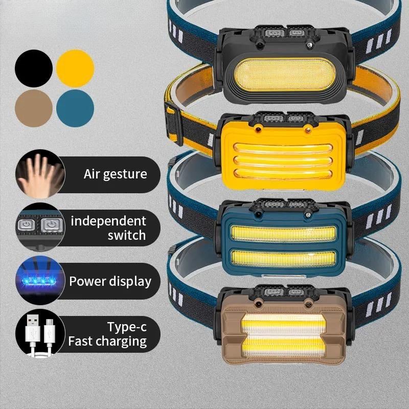 USB Rechargeable Headlights Outdoor Household Portable LED Headlamp with Built-in 1800mah Iithium Battery Head Lamp
