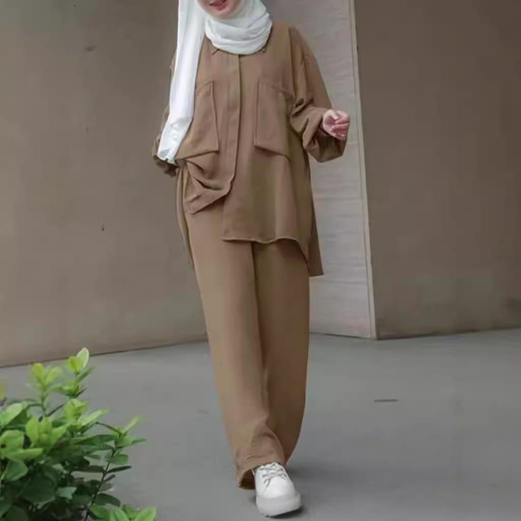 Women's Plus Size Fall Long Sleeve Pants Shirt Suit