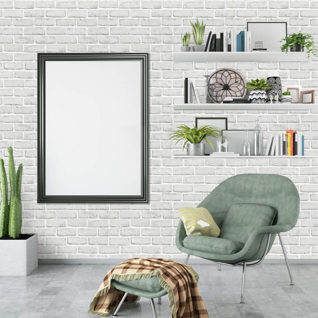 Jiroka Brick Wallpaper Peel and Stick Remake Light 44cm Wide x 3m Scandinavian Interior Renovation DIY Decorative Suitable for Rental Properties