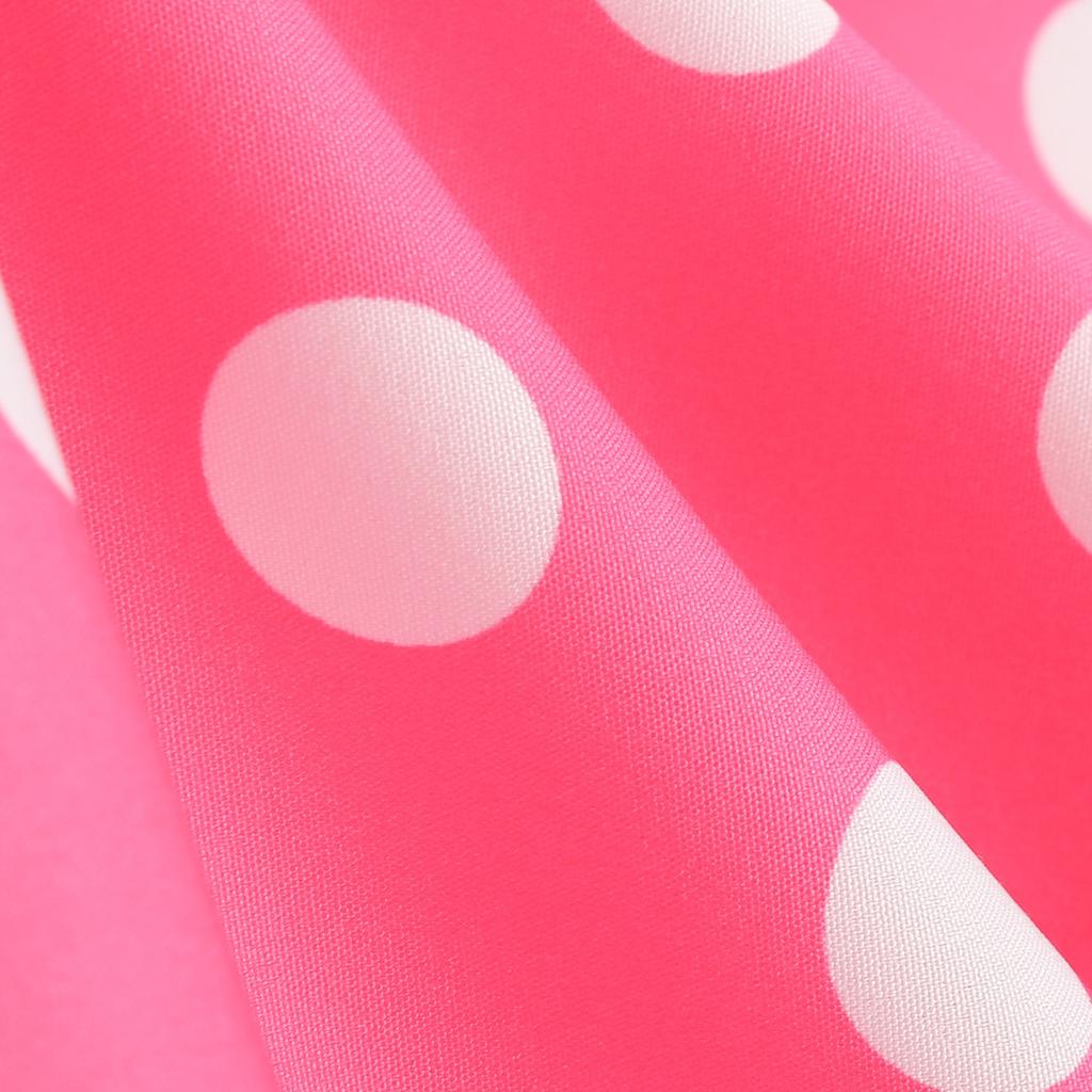 GMXIA Barbie Pink Women's Retro Neckline Polka Dot Print Swing Dress White Leather Belt