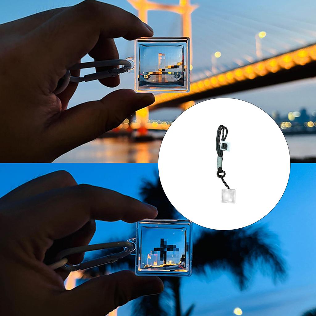 Creative Pixel Mosaic Keychain Featuring Transparent Window Design For Unique Visual Experience And Travel Inspired Decoration
