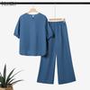 ZANZEA Damen Halbarm Bluse und Hose Sommer Zweiteiler Anzugsets