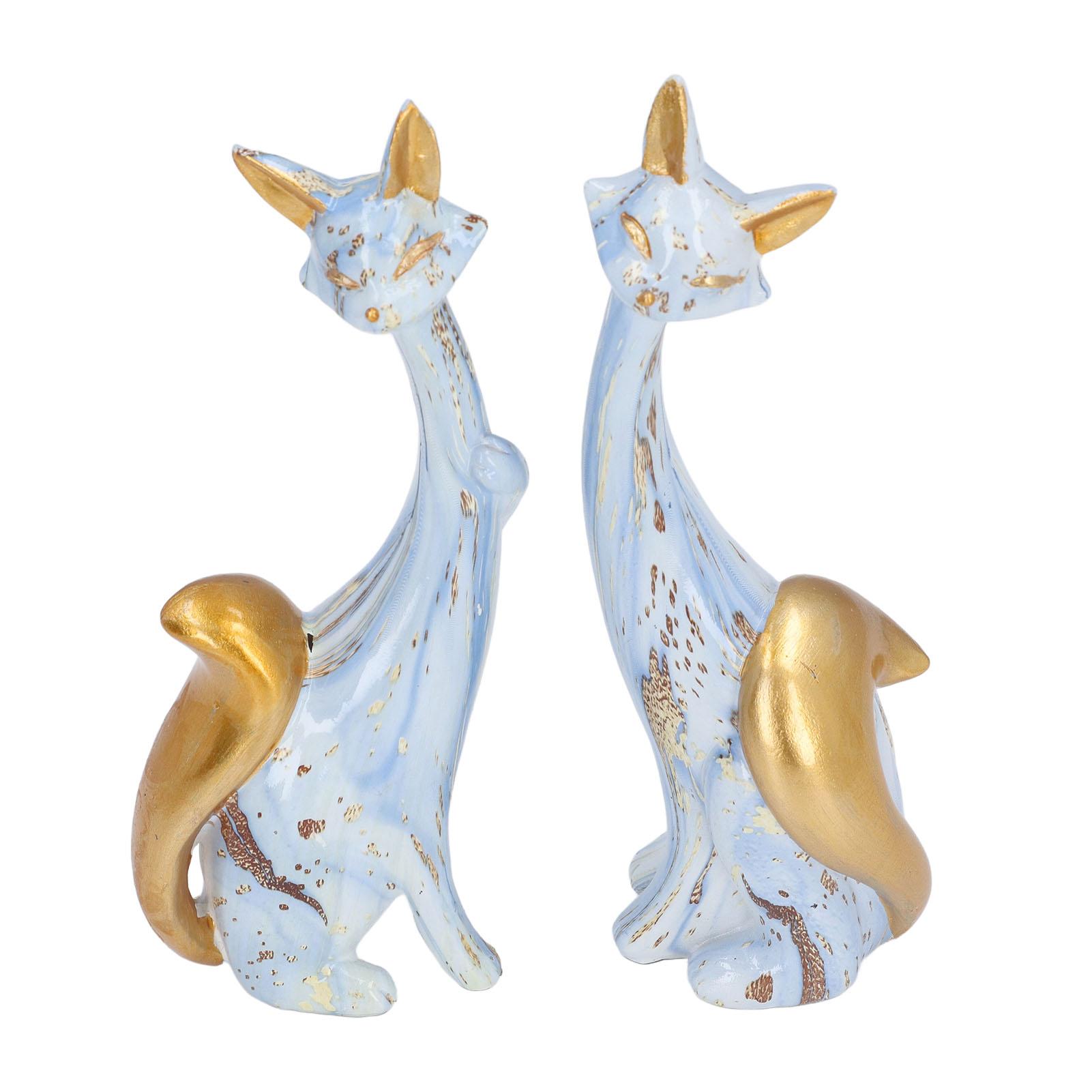 

2 шт. Статуэтка кошки из смолы, милая, красивая, многоцветная, фигурка кошки для украшения дома и рабочего стола KY187