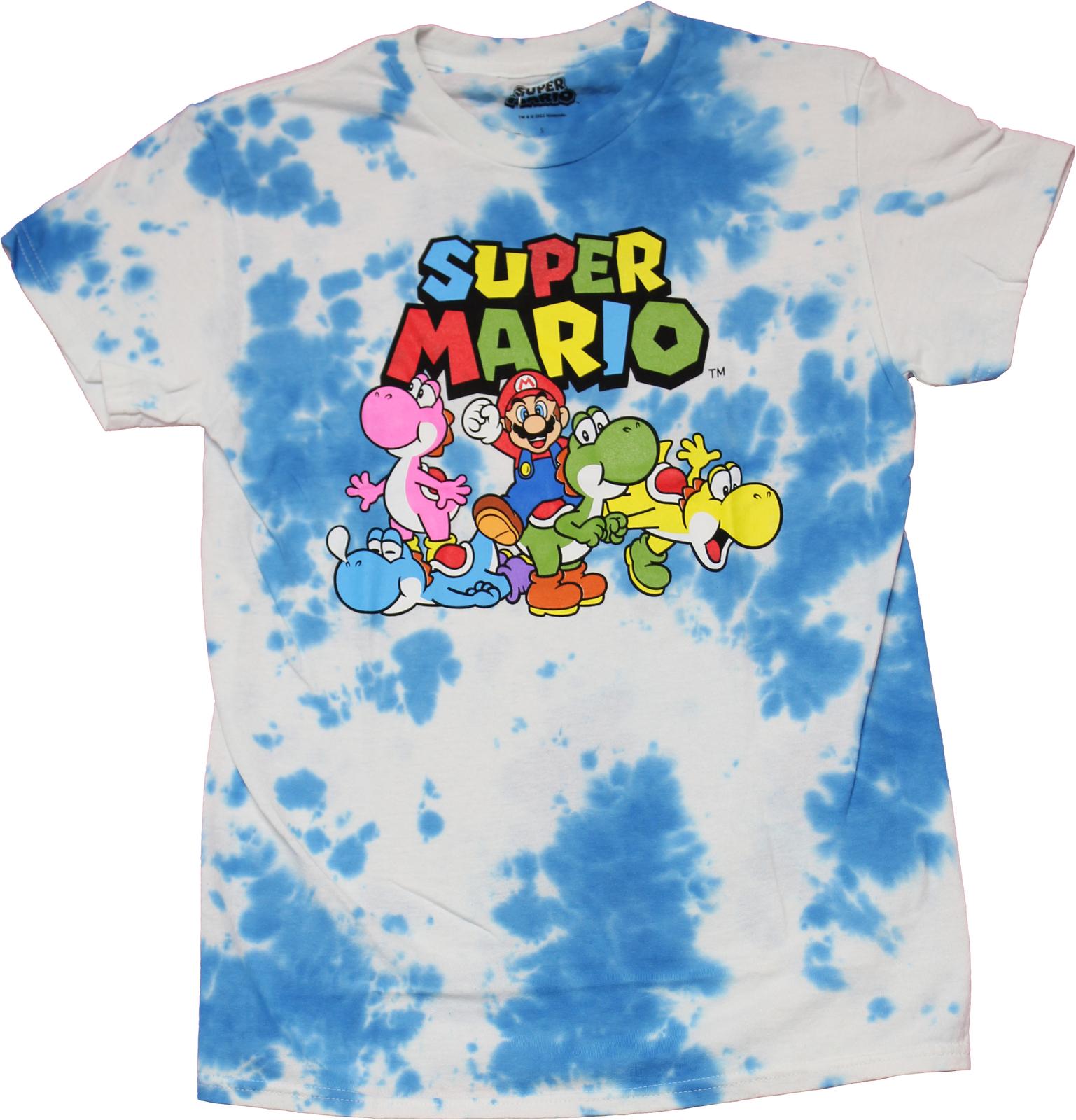 Super Mario Brother New Adult T-Shirt - Group Tie Dye Under Logo XXXL