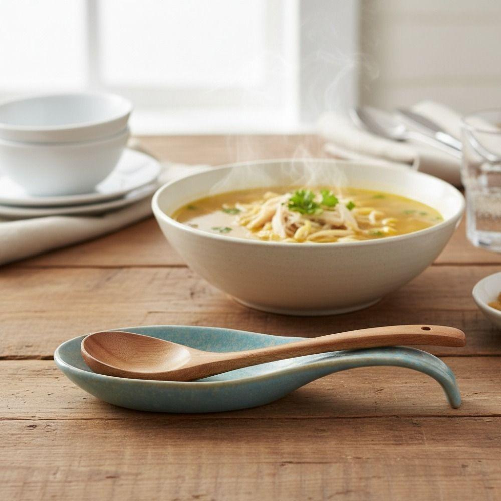 Vintage Keramisk Spatelstöd Anti-halk Textur Redskapshållare Slevhållare Matsalsbord