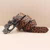 Y2K Leopard Print Rhinestone Tiger Claw Punk Women's Leather Belt