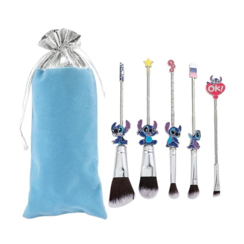 

Мультяшный набор из 5 кистей Стич Косметика Кисти для макияжа бровей Инструмент Набор кистей Подарки Поклонники Black Set B