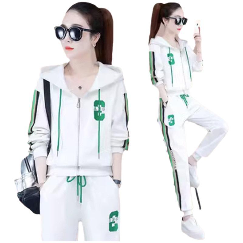 Women's Casual Plus Size Hooded Sports Suit - Spring/Autumn Two-Piece Set with Loose-Fit Long Sleeve Hoodie