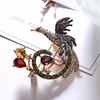 Creative Full Rhinestone Long Tail Birds Brooches For Women Men Exquisite Funny Flying Bird Lapel Pins Animal Badge Jewelry Gift