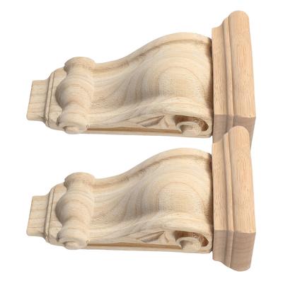 2pcs European Style Wooden Corbels Hand-Carved Solid Wood Decorative Corner Embellishments For Doorway Fireplace Mantel Shelf