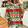 Women's Christmas Print Hooded Sweatshirt with Drawstrings, Loose Fit Casual Pullover Top