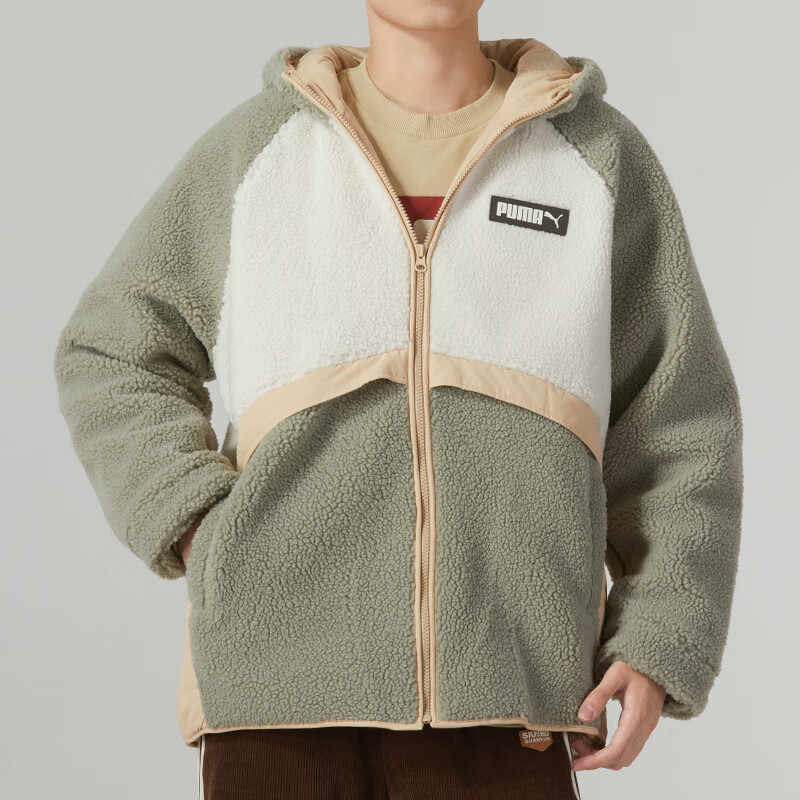 Puma Winterized Series Lamb Fleece Zip-Up Collar Jacket Unisex Jacket Pebble-Gray 539715-03