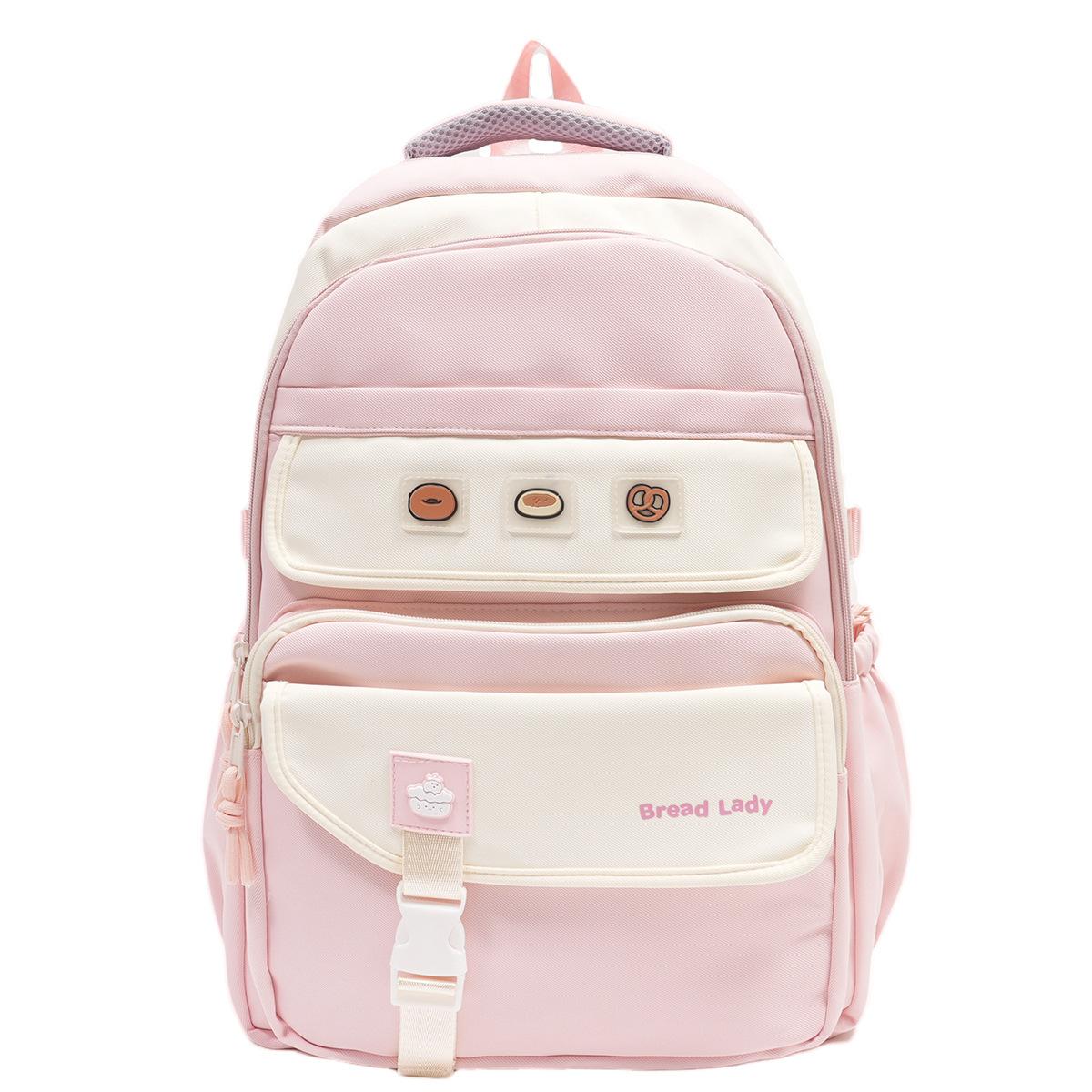 

Summer New High-Value Japanese and Korean Fresh Color-Block Label Backpack for Girls and Boys Elementary and Middle School Students Letter Backpack розовый
