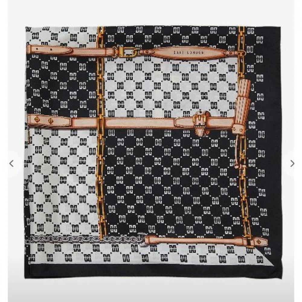 Daks Black Dd Chain Pattern Silk Square Scarf Dcsc2f021bk