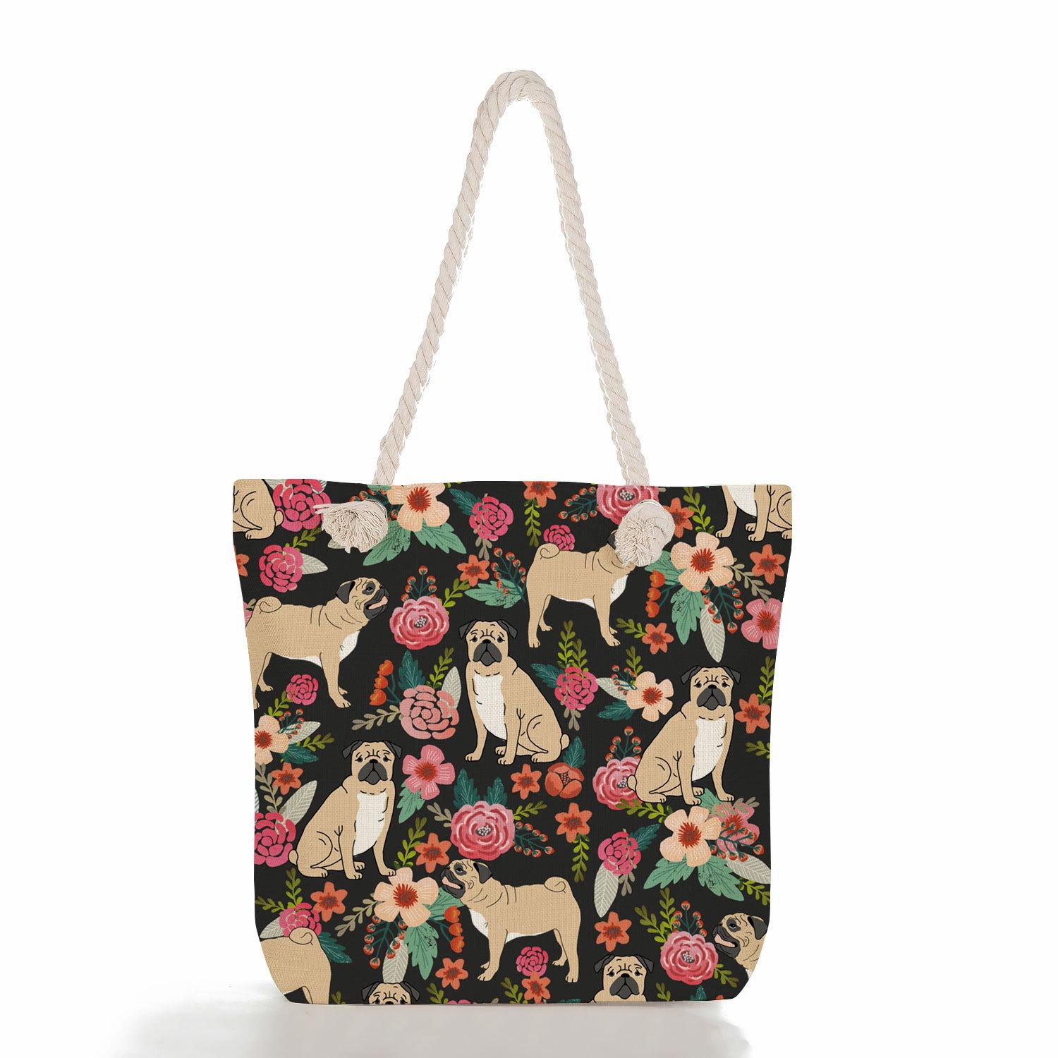 Multifunctional animal Printed Thick Rope Shoulder Beach Bag Casual large capacity handbag 7590