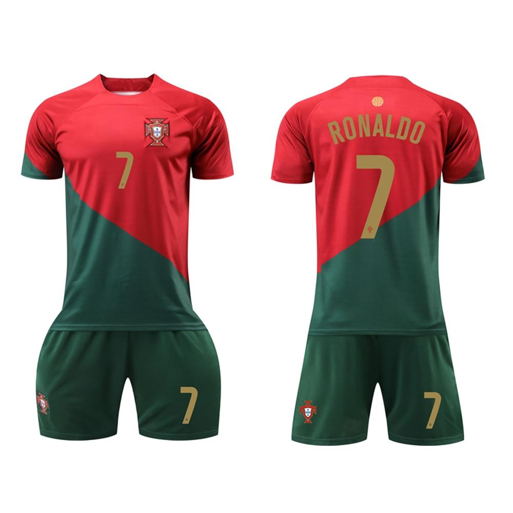 Kids Portugal Ronaldo Football Jersey Set Red - Youth Soccer Training Match Kit - Rosu
