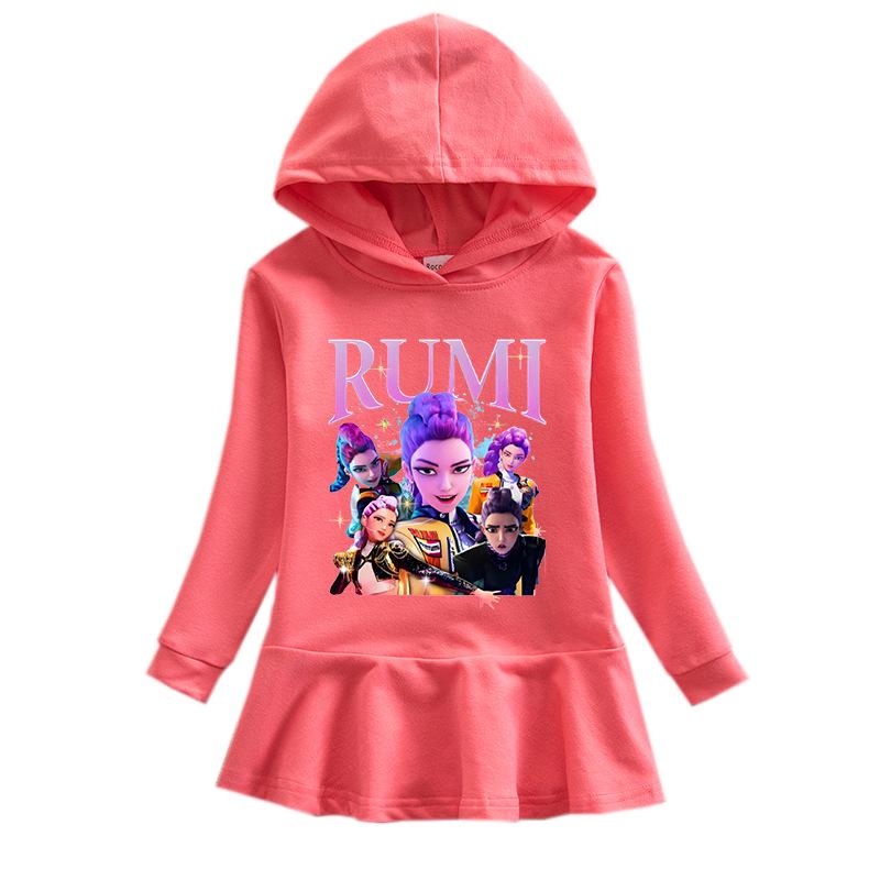 Spring & Autumn K-pop Demon Hunter Girl Hooded Rainbow Princess Dress