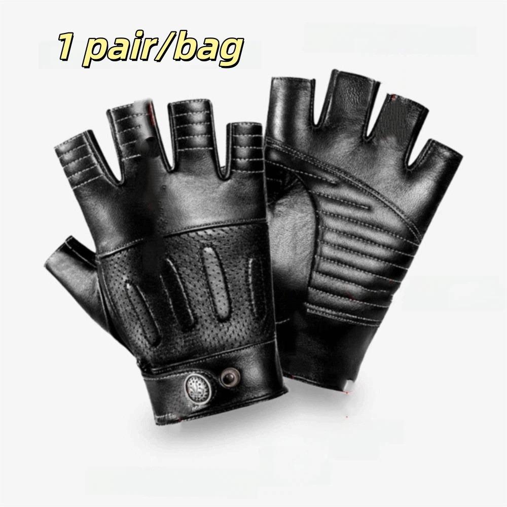Soft Material Men s Vintage Gloves Genuine Leather Gloves  Motorcycle Riding M чёрный