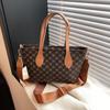 Women's Vintage Geometric Print Shoulder Bag   Lightweight PU Handbag with Detachable Strap & Zipper for Daily Use Crossbody Bag