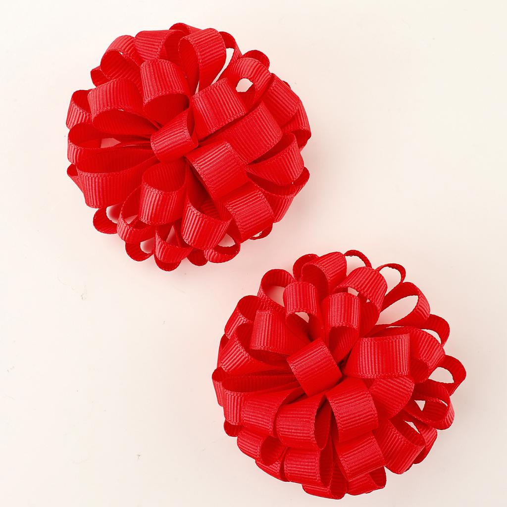 2Pcs Trendy Hydrangea Hair Clip Rainbow Color Dot Ribbon Barrettes Cute Double Ponytail Hairpin For Girl Accessories Headdress