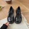 Black muffin platform small leather shoes women's 2025 summer new retro French heightening skirt Mary Jane single shoes