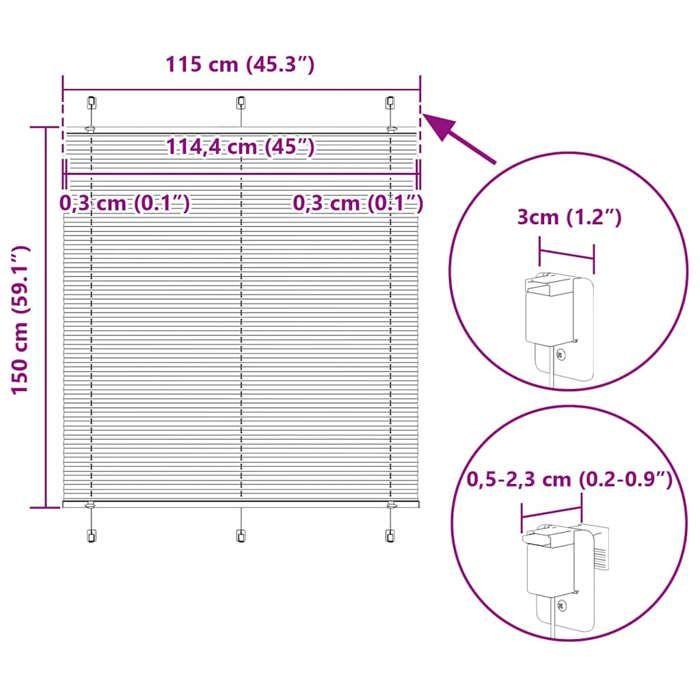 VidaXL Store plissé noir 115x150 cm largeur du tissu 114,4cm polyester, store plissé de fenêtre, store accordéon, store 4015146