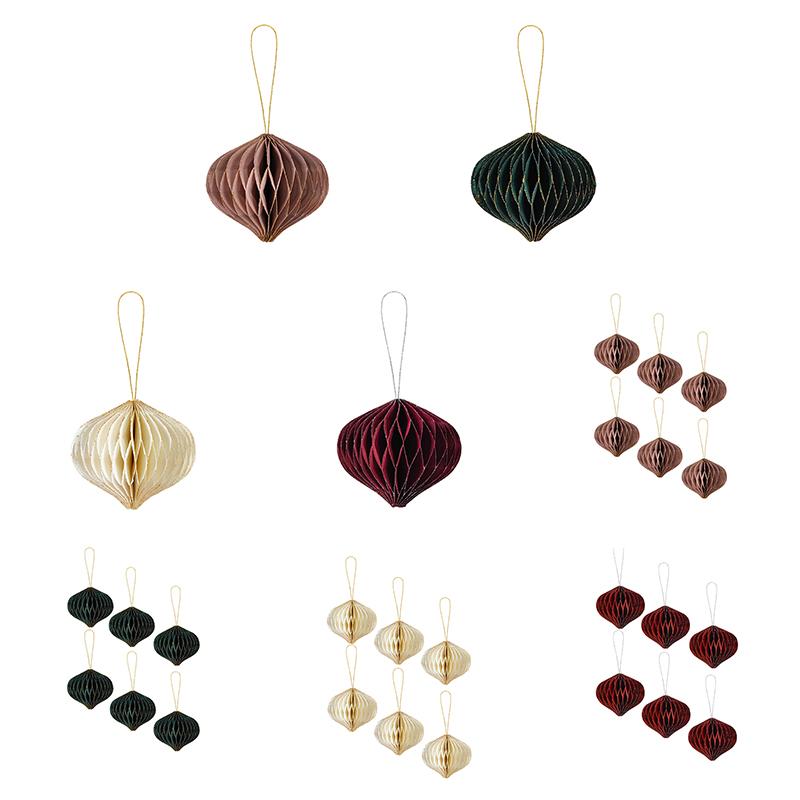 6Pcs Christmas Tree Paper Honeycomb Hanging Decoration Lantern Pendant Home Party Birthday Wedding Decor Ornament Easy Assemble