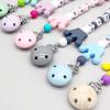 Pacifier Clip with Silicone Beads & Wooden Letters BPA-Free Baby Teething Necklace Anti-Loss Soother