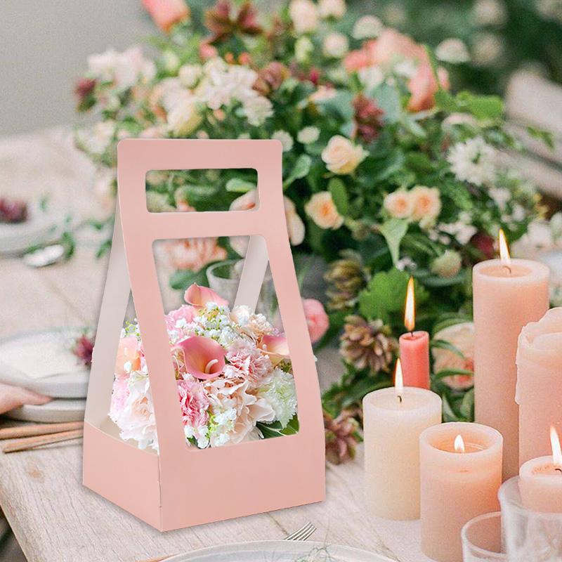 3/5Pcs Handheld Flower Box Kraft Paper Rose Flower Bouquet Basket Wedding Birthday Party Gift Wrap Packaging Box Home Decoration