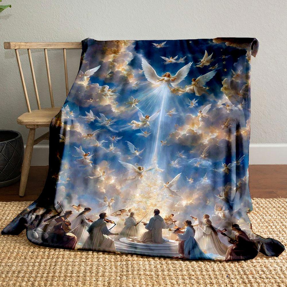

Angelic Choir Radiant Clouds Printed Blanket for Living Room Bed Couch lunch break Soft Cozy Blanket for Friend s festival Gift 80cm x 120cm