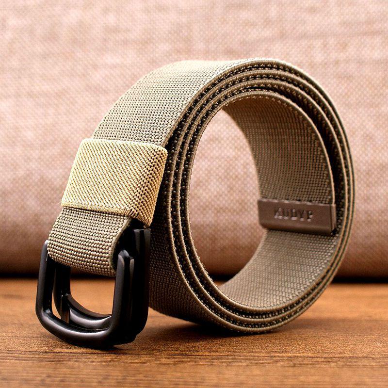 Men's Canvas & Leather Double Ring Stretch Belt