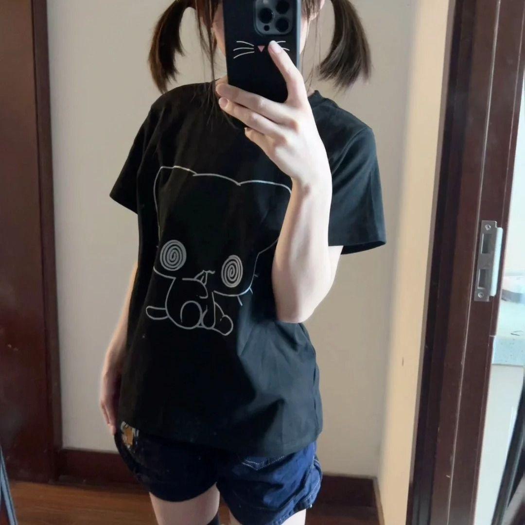 

Summer Shirts for Women Y2k T Shirts Short Sleeve Cat Print Tees Fashion Casual Japanese Camisetas Streetwear Cute Egirl Tops 4XL