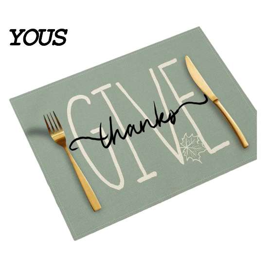 Reusable Table Linens for Thanksgiving Pumpkin Autumn Leaves Placemat, Linen Washable Heat Resistant Watercolor Place Mat Dining Fall Seasonal