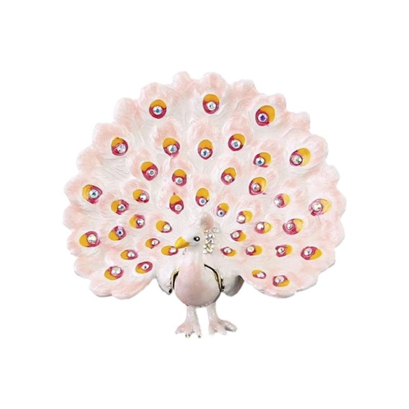 

Декоративная металлическая шкатулка для хранения украшений с дизайном павлинов Компактные органайзеры для туалетного столика дома розовый