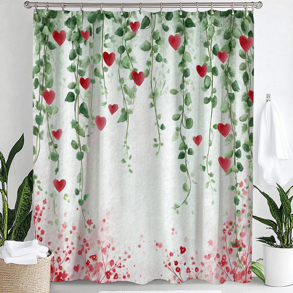 Spring Flowers Shower Curtain Floral Bathroom Curtain Romantic Refreshing Curtain, Printed Polyester Shower Curtain With Hooks