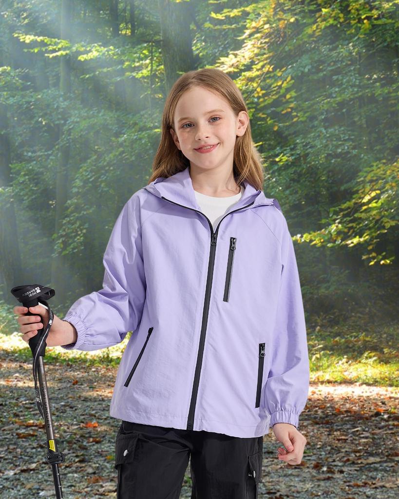 Rolanko Mountain Outdoor Size 150 Girls' Windbreaker, Water-Repellent Jacket, Outerwear, Coat, Lined, Windproof, Lightweight, Quick-Drying,