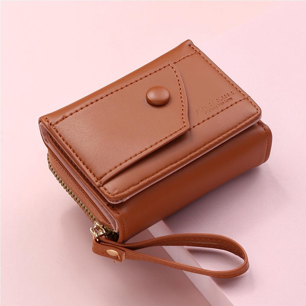 Waterproof Triple Fold Wallet PU Leather Mini Coin Pouch Fashion Simplified Purse Work