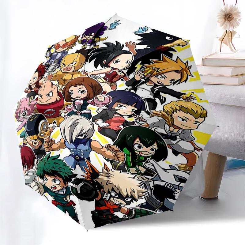 1pc Outdoor Umbrella with My Hero Academia Characters - Automatic Opening/Closing, Portable 3-Fold Design, 8-Rib Iron Frame - Perfect Gift for Fa