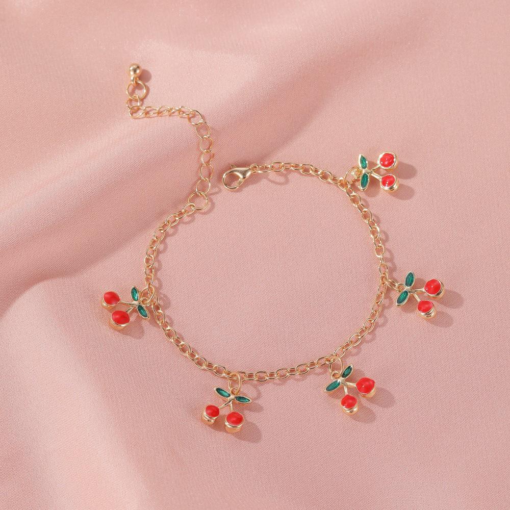 Korean-Style Mori Girl Sweet Cherry Bracelet for Women – Simple INS Design, Niche Style Student Bangle.