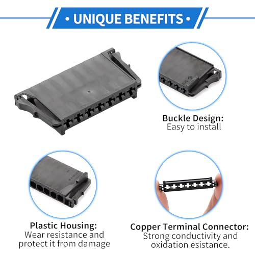 VekAuto 7 Pin Rear Tail Light Connector Plug Kit Waterproof 3.5mm Series Plastic Black Female Wire Terminal Connector for Mercedes Benz C Class W