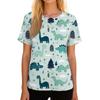Post Surgery Shirt for Women Animal Print Short Sleeve Side Magic Tape Closure Shoulder Zipper Comfortable Recovery Top
