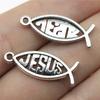 20 Piezas Amuletos de Pez de Jesús Color Plata Antigua Amuletos de Pez de Jesús Colgantes Para Pulseras Amuletos de Pez Cristianos Fabricación de Joyería