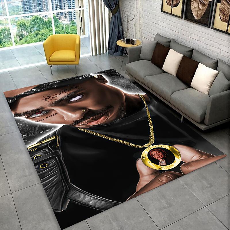 Rapper Eminem Tupac 2pac Hip Hop Rap God Carpet Rug for Playroom Bedroom Living Room Sofa Home Decor,kid Area Rug Non-slip