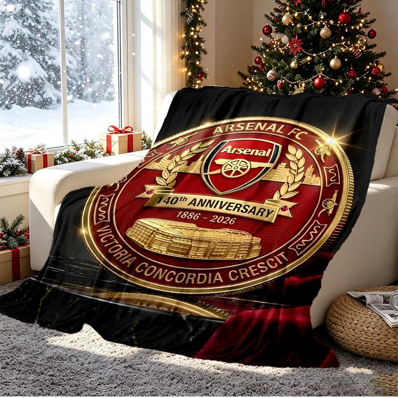 Arsenal F.C Pattern Blanket for Home Decoration, Bed, Sofa, Car Travel, Camping, Suitable for All Seasons, Birthday Christmas Gift