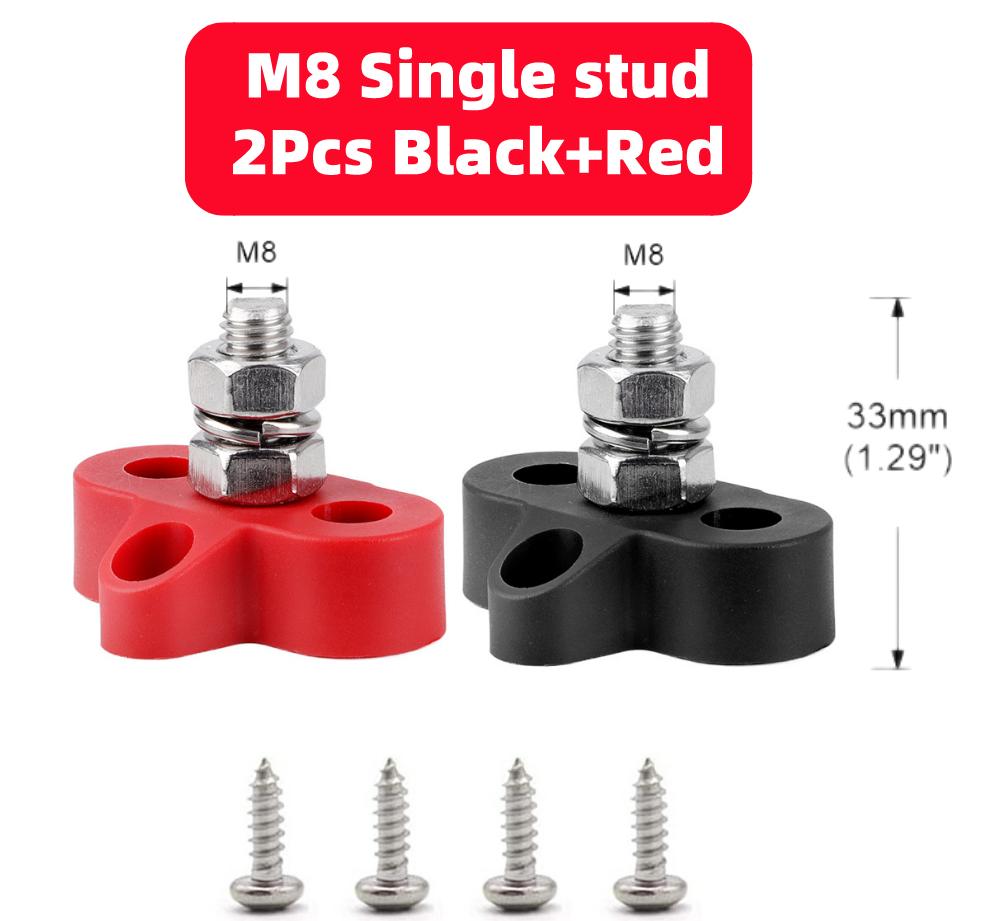 M6 M8 M10 Bus Bar 12V Terminal Block Studs BusBar 12V 5/16" 1/4" Negative Heavy Duty Power Distribution Stud for Truck RV Boat